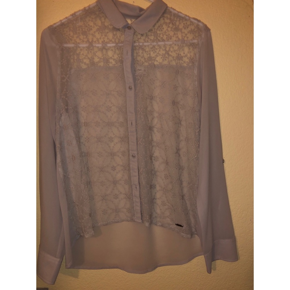 Gray lace long sleeve shirt